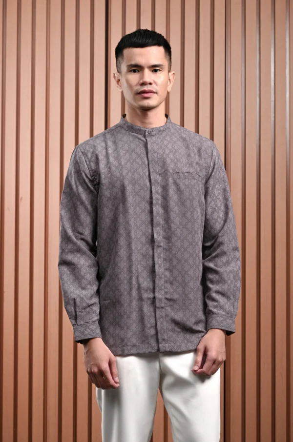 Awenasa Stand Up Collar Long Sleeve Shirt - Gambar 2