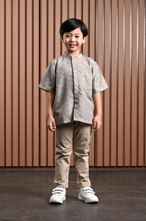 Awenasa Stand Up Collar Short Sleeve Shirt Kids - Gambar 5