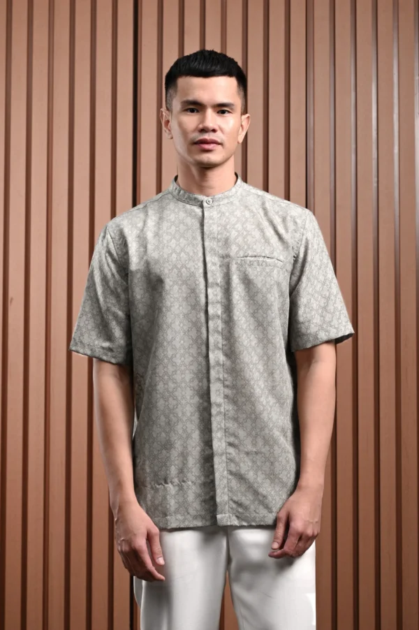 Awenasa Stand Up Collar Short Sleeve Shirt - Gambar 3