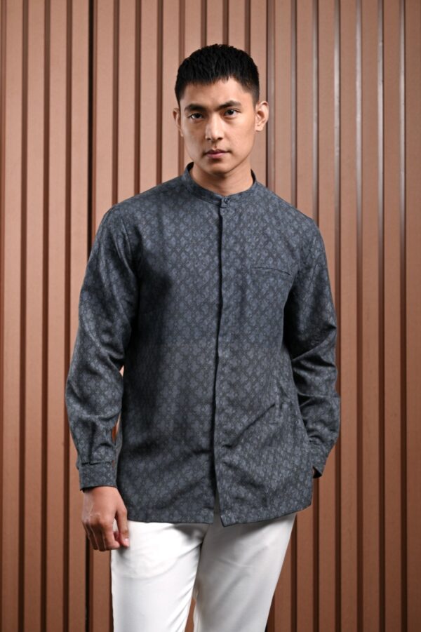 Awenasa Stand Up Collar Long Sleeve Shirt - Gambar 5